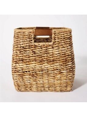 Studio McGee Handcrafted Banana Bark and Leather Woven Basket
